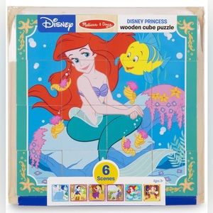 Melissa & Doug Disney Princess Wooden Cube Puzzle With Storage Tray - 6 Puzzles